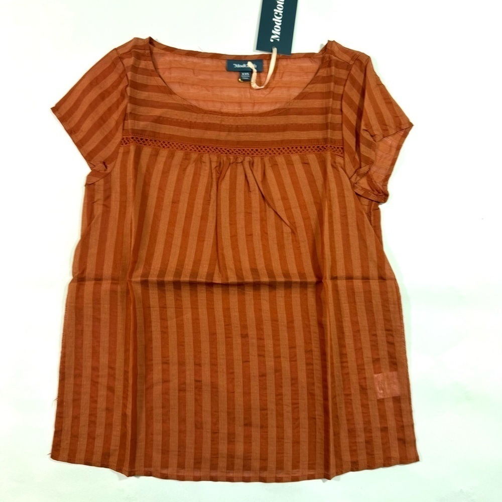 New ModCloth I’m Boxy Linen Blend Blouse Burnt Orange